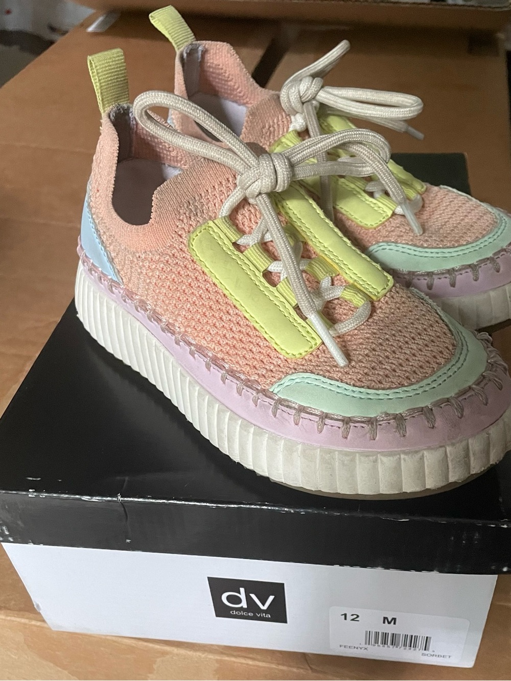 dolce vita Pastel Knit Kids Sneaker in Pink, Mint & Lemon